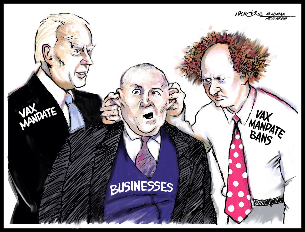Three stooges of the COVID vaccine mandate crossfire